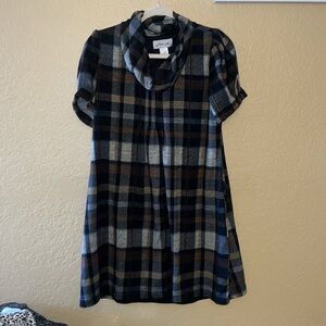 Jessica Howard Gray Black Cowl Neck Puff Sleeve Dress